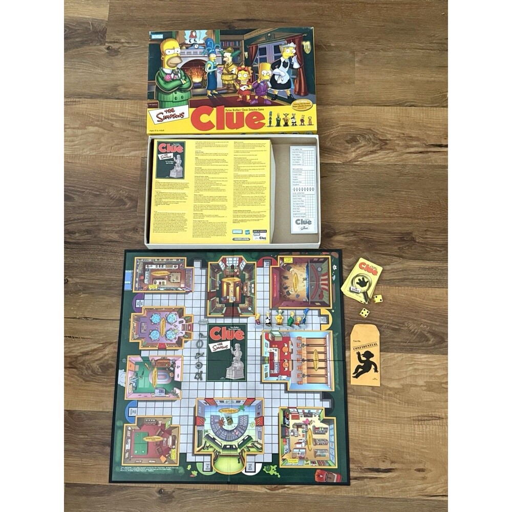 The Simpsons Clue 2nd Edition Board Game Complete Parker Brothers Hasbro 2002
